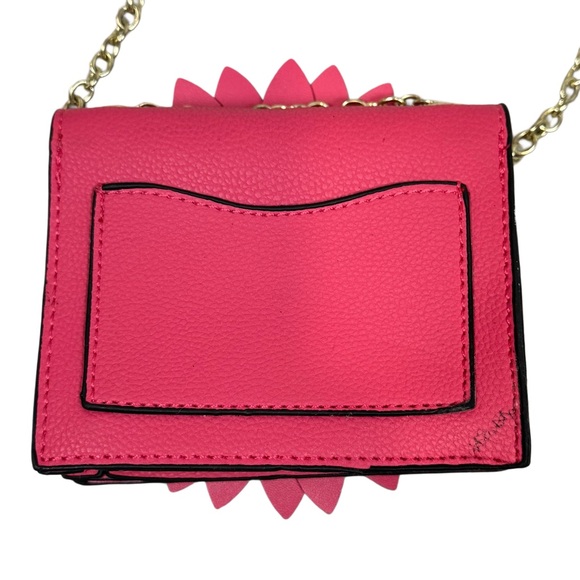 Pink Micro Purse Large Flower Embellishment Gold Accents, “E” And Chain 5x4” - Picture 4 of 12